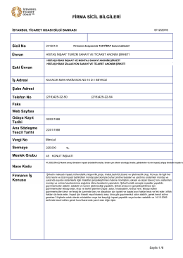 firma sicil bilgileri