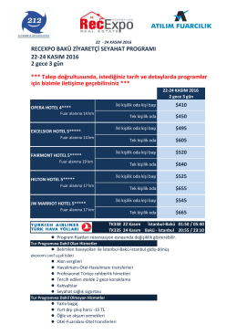 RECEXPO BAK&Uuml; ZİYARET&Ccedil;İ SEYAHAT PROGRAMI 22