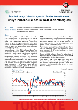 Türkiye PMI endeksi Kasım`da 48,8 olarak ölçüldü