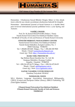Cilt/Volume:4 Sayı/Number:8 G&uuml;z/Autumn 2016 ISSN