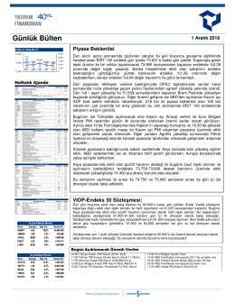 Günlük Bülten - Yatırım Finansman