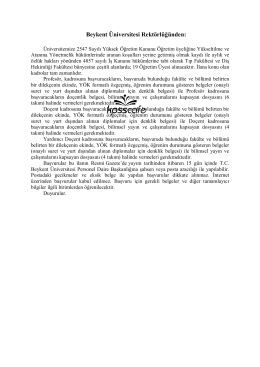 Beykent Üniversitesi Rektörlüğünden