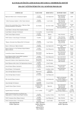 2016-2017 eğitim öğretim yılı rehberlik seminer programı