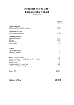 Rozpočet městyse na rok 2017
