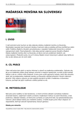 maďarská menšina na slovensku - Hospodářská a kulturní studia