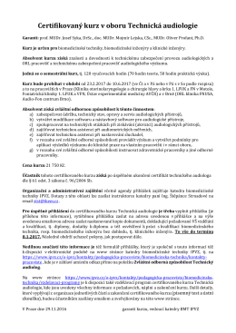 Certifikovan&yacute; kurz v oboru Technick&aacute; audiologie