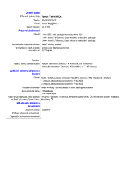 životopis - &Uacute;stav klinick&eacute; a molekul&aacute;rn&iacute; patologie LF UP a FN Olomouc