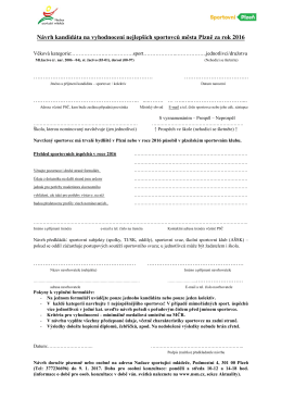 Sportovec Plzně 2016 - Nadace sportující mládeže