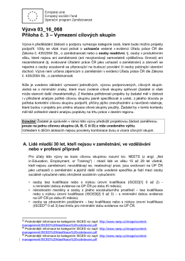 V&yacute;zva 03_16_068 Př&iacute;loha č. 3 &ndash; Vymezen&iacute; c&iacute;lov&yacute;ch skupin