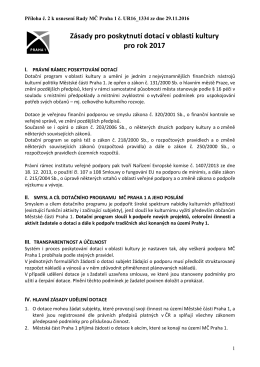 Zásady pro poskytnutí dotací v oblasti kultury pro rok 2017