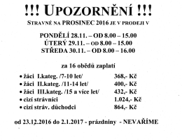 Stravné na prosinec