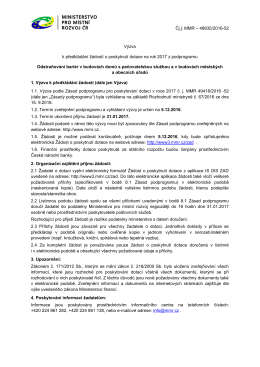 Čj.j: MMR – 48835/2016-52 Výzva k předkládání žádostí o