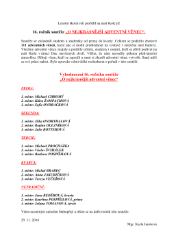 Adventn&iacute; věnce, hodnocen&iacute; 2016