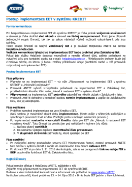 Postup implementace EET v syst&eacute;mu KREDIT