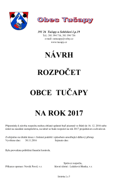Návrh rozpočtu na rok 2017