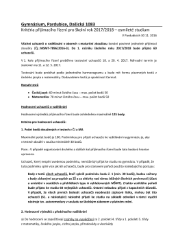 Hodnocen&iacute; uchazeče za prospěch na z&aacute;kladn&iacute; &scaron;kole, za dal&scaron;&iacute;