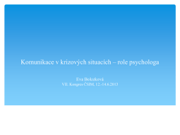 Komunikace v krizových situacích – role psychologa