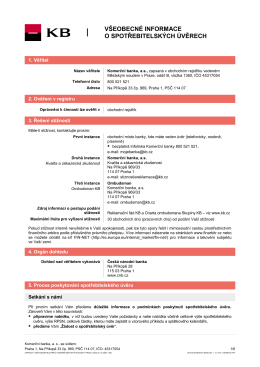 Všeobecné informace o spotřebitelských úvěrech