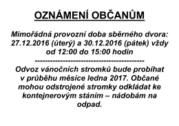 OZNÁMENÍ OBČANŮM