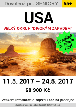 USA jaro 2017 - Dovolená pro seniory 55+