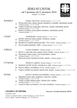 Jídelníček od 5. 12. - 9. 12. 2016