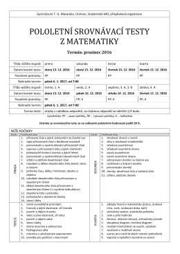 pololetní srovnávací testy z matematiky