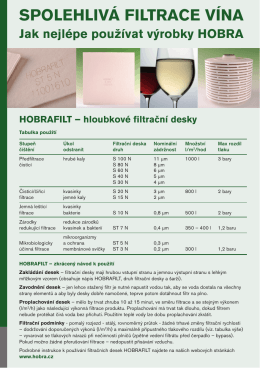 Hobrafilt návod s uvedením diferenčních tlaků