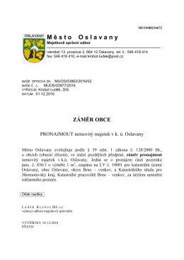 Záměr obce pronajmout nemovitý majetek v k.ú. Oslavany č.j. MUOS
