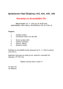 Pozvánka - SVJ Nad úžlabinou 443, 444, 445, 446, Praha 10