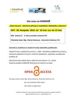 Vás zvou na SEMINÁŘ