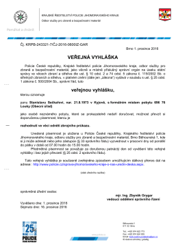 VEŘEJNÁ VYHLÁŠKA veřejnou vyhlášku