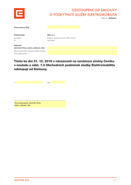 odstoupení od smlouvy o poskytnutí služby elektromobilita