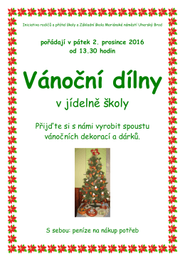 Vánoční dílny - Základní škola Uherský Brod, Mariánské náměstí 41