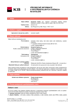 všeobecné informace o spotřebitelských úvěrech na bydlení