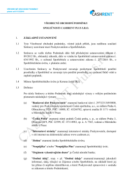 V&scaron;eobecn&eacute; obchodn&iacute; podm&iacute;nky společnosti CASHRENT PLUS s.r.o.