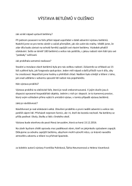 VÝSTAVA BETLÉMŮ V OLEŠNICI