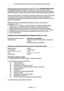 Podmínky přijímacího řízení - Masarykův ústav vyšších studií