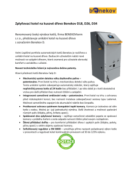 Zplyňovac&iacute; kotel na kusov&eacute; dřevo Benekov D18, D26, D34