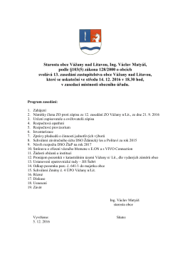 Svol&aacute;n&iacute; zased&aacute;n... - V&aacute;žany nad Litavou