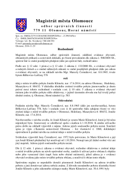Magistr&aacute;t m sta Olomouce