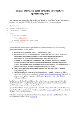 Základní informace o osobě oprávněné zprostředkovat