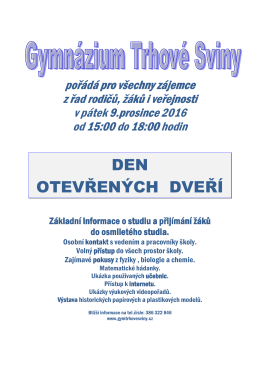 Pozv&aacute;nka na den otevřen&yacute;ch dveř&iacute;