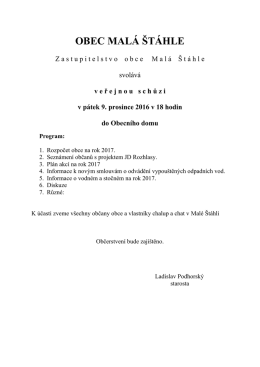 OBEC MALÁ ŠTÁHLE