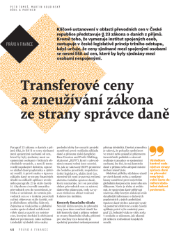 Transferové ceny a zneužívání zákona ze strany