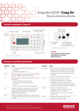 IDEXX Coag Dx™ Strucná referencní prírucka