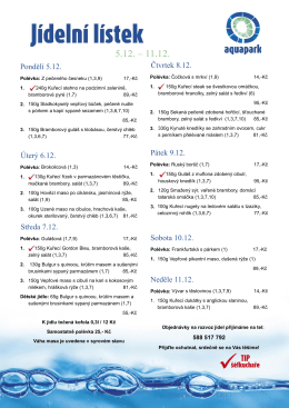 Pondělí 5.12. Úterý 6.12. Středa 7.12. Čtvrtek 8.12. Pátek 9.12
