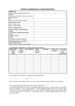 Finančn&iacute; vypoř&aacute;d&aacute;n&iacute; dotace z rozpočtu města Rosice