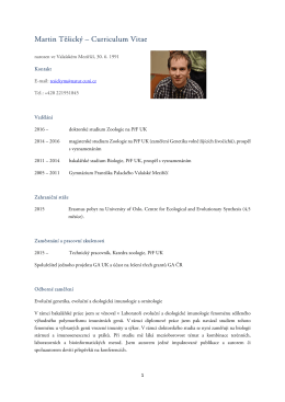 Martin Tě&scaron;ick&yacute; &ndash; Curriculum Vitae