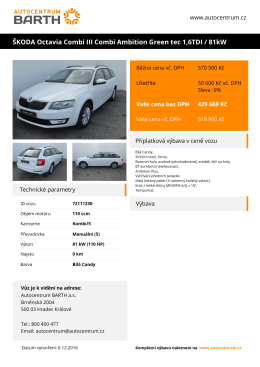 ŠKODA Octavia Combi III Combi Ambition Green tec 1,6TDI / 81kW