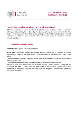 Oddělení vzdělávání a kulturních aktivit